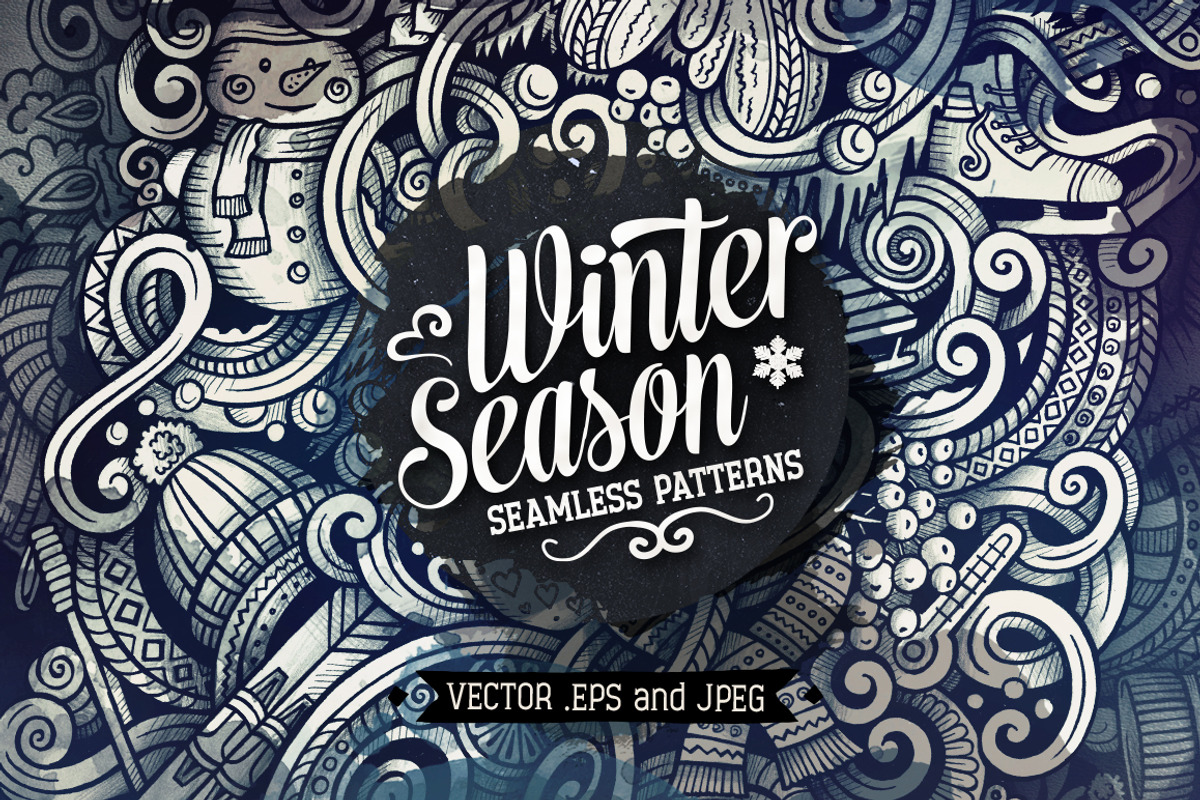 Winter Graphics Doodles Patterns, a Decorative Illustration by BALABOLKA (Photo 1 of 6)