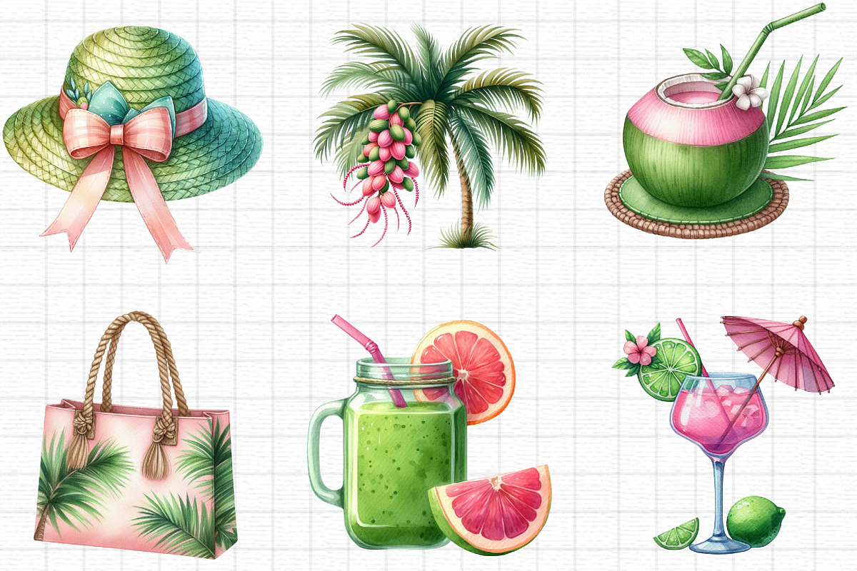 Green & Pink Summer PNG, an Illustration by cherrydesign (Photo 4 of 4)