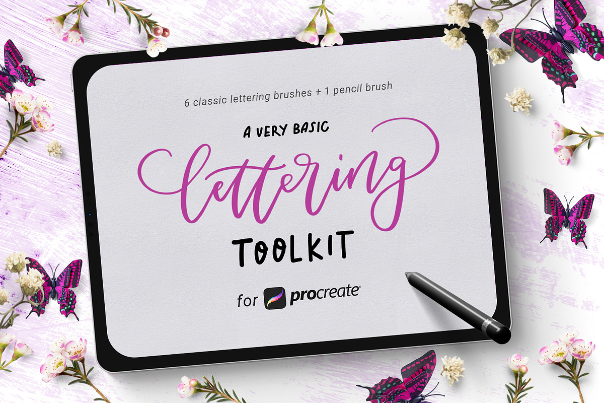 Basic Lettering Toolkit forProcreate, a Brush Add-On by Gray Cat Graphics (Photo 1 of 15)