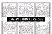 Mushroom Village Coloring Book, a Decorative Illustration by Coco Bloom (Thumbnail 2 of 8)
