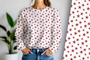 Red Stars on White Seamless Repeat, a Pattern Graphic by Sharon Schwalbe