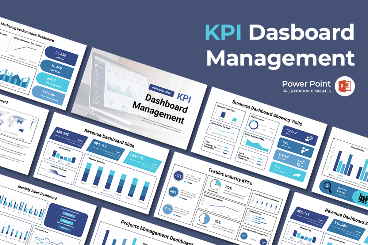 KPI Dashboard Management PowerPoint, a Presentation Template by QR ...