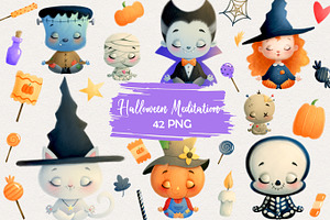 Halloween Meditation Clipart