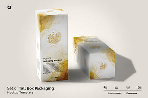 Set Of Tall Box Packaging Mockup