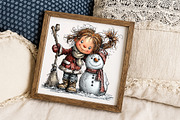 Cute winter Girl with Snowman clipar, an Illustration by Libby Wishes (Thumbnail 6 of 7)