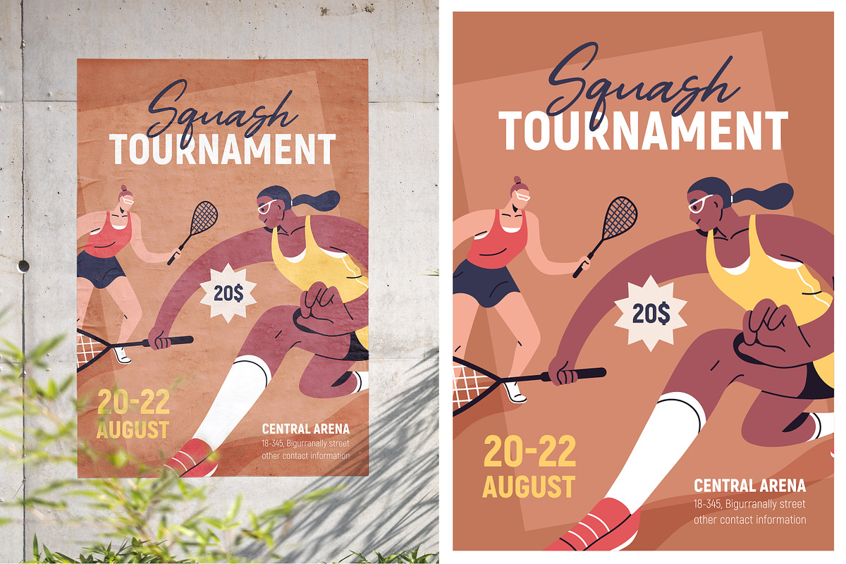 Squash sport flyers, posters set, a Sport Illustration by Good Studio (Photo 2 of 4)