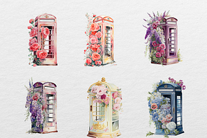 Floral British Phonebooth Clipart