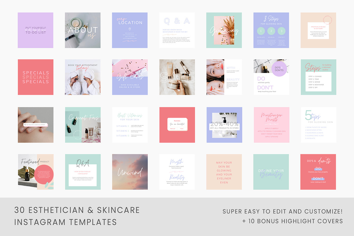 Skincare Instagram Templates, a Social Media Template by Galaxybomb (Photo 2 of 5)