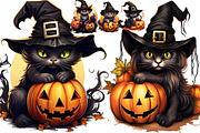 Halloween Black Cat Clipart Bundle, a Seasonal Illustration by Creative Arslan (Thumbnail 3 of 9)