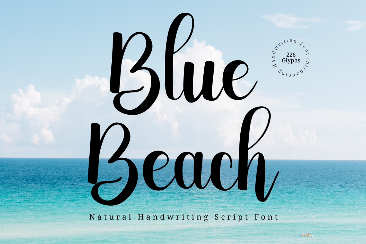 Blue Beach | Handwritten Font, a Script Font by Rissyletter Studio (Photo 1 of 8)