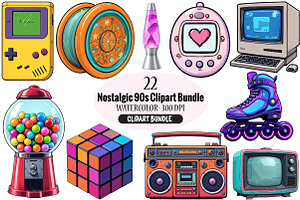 Nostalgic 90s Clipart, an Illustration by Pixels.Craft