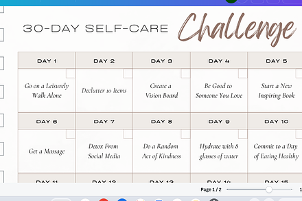 30 Days Self - Care Challenge