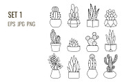 Outline cacti and succulents set, a Decorative Illustration by Primula`s shop (Thumbnail 2 of 3)