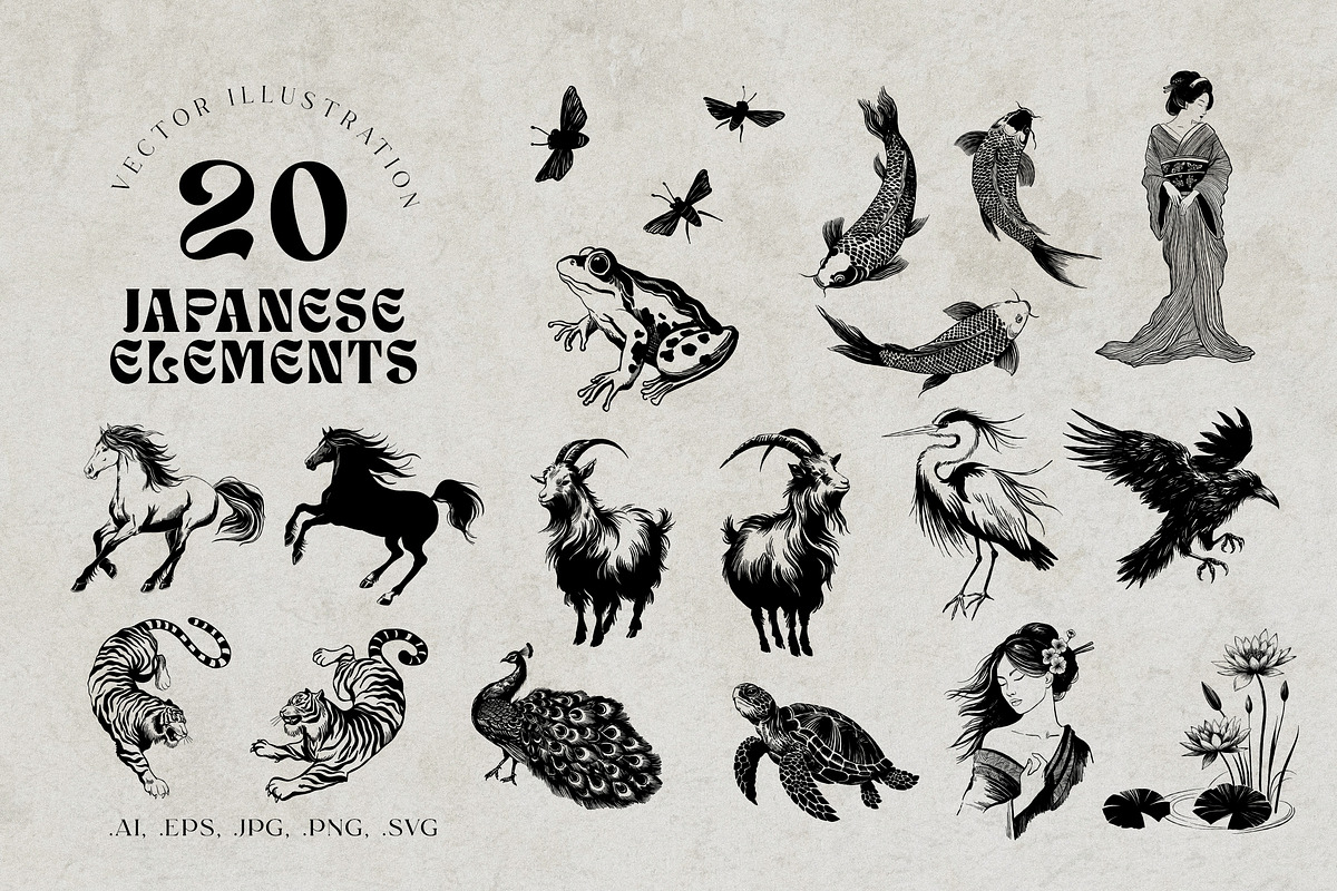 Japanese Collection Posters&Patterns, an Animal Illustration by helenreveur (Photo 7 of 12)