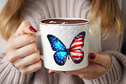 Watercolor Patriotic Butterfly Subl, an Illustration by SVGArt (Thumbnail 6 of 8)