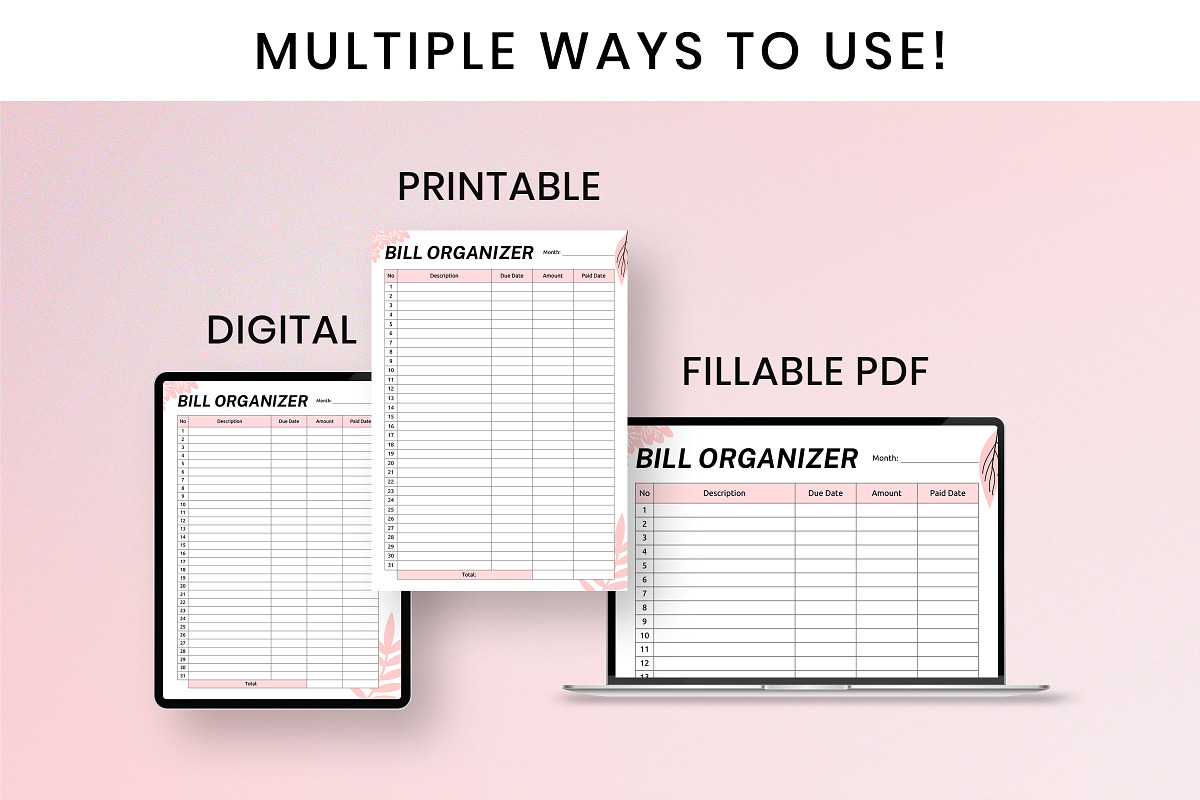 Monthly Bill Organizer Template, a Print Template by Snapybiz (Photo 5 of 10)