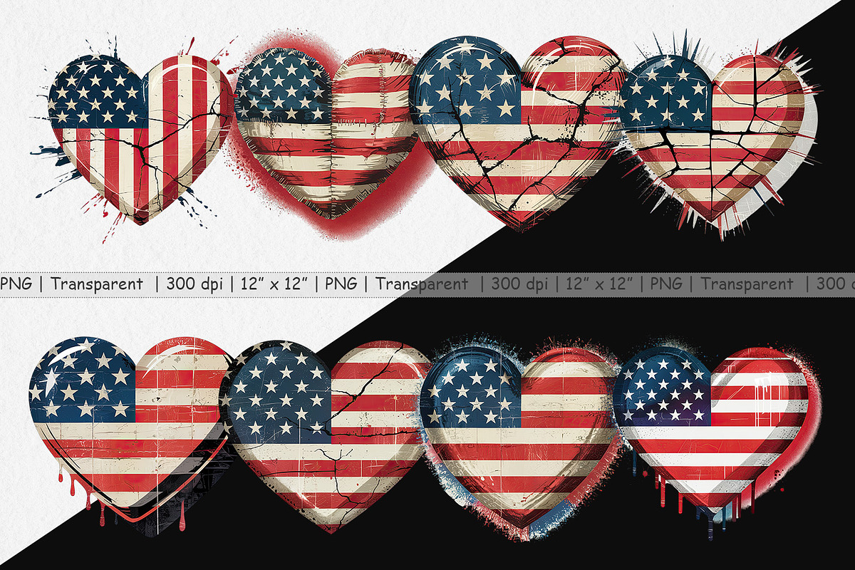 Vintage American Flag Heart, a Graphic by Artnoy (Photo 2 of 5)