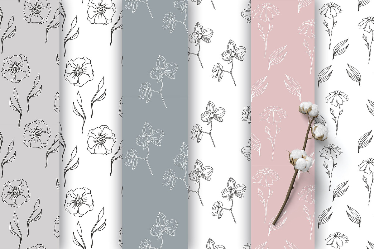 50 Wild flower patterns -Bundle-, a Pattern Graphic by CARROTDESIGN (Photo 4 of 5)