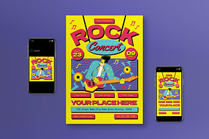 Yellow Flat Rock Concert Flyer Set, a Flyer Template by graphicook
