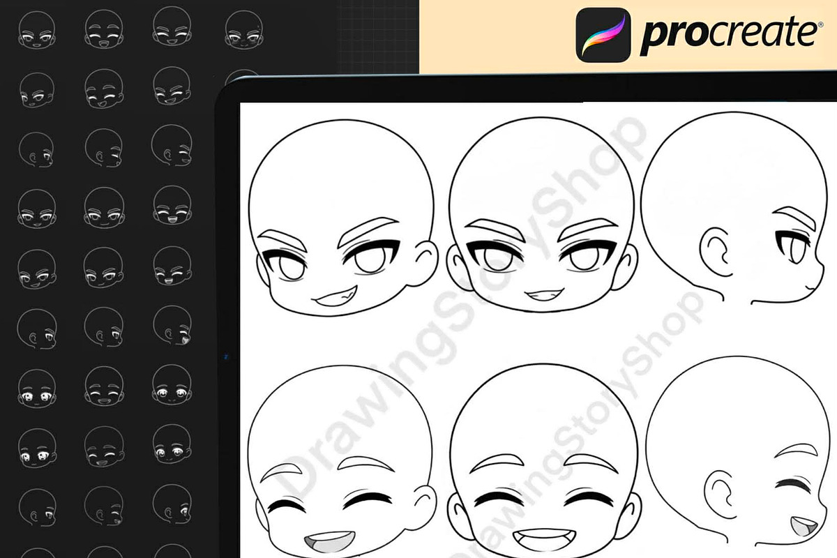 320 Procreate Chibi Boy Head Stamps, a Brush Add-On by DrawingStoryShop (Photo 3 of 8)