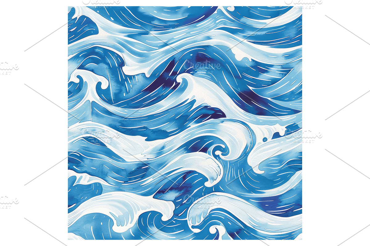 Watercolor Waves Digital Paper, a Pattern Graphic by Chromolume Studio (Photo 16 of 28)