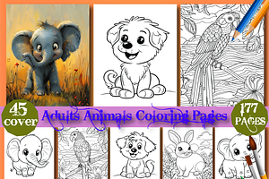 Adults Animal Coloring  Book for kid, an Animal Illustration by Design Home