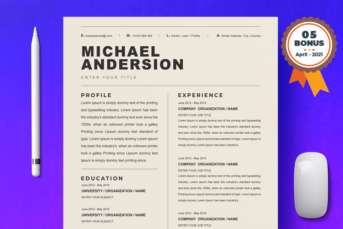 Resume/CV Bundle | 200+ for $29, a Resume Template by ResumeInventor (Photo 171 of 207)