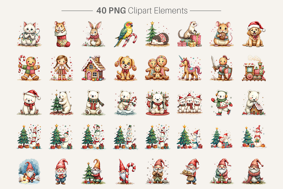 Festive Watercolor Clipart, an Illustration by Artnoy (Photo 2 of 8)