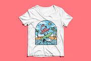 flamingo is surfing while having fun, an Animal Illustration by gunaonedesign (Thumbnail 3 of 4)