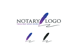 Creative Notary Logo With Feather Ve