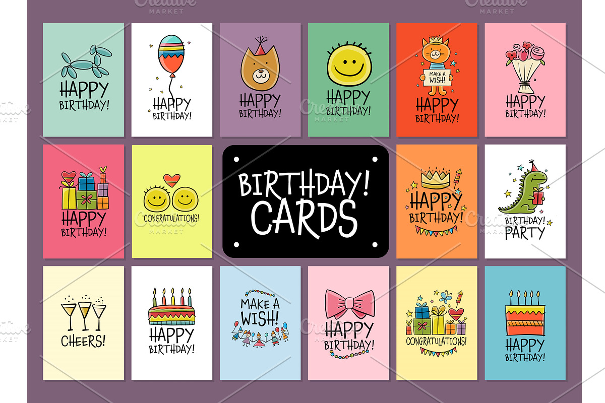 Birthday cards collection, an Object Graphic by Kudryashka