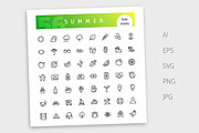 Summer Line Icons Set, an Outline Icon by Voysla's Shop (Thumbnail 4 of 4)