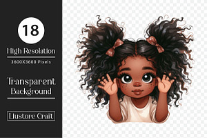 Peekaboo African Black Girl Clipart