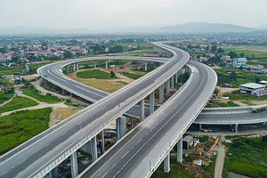 Top view photo of multilevel bridge highway road, an Architecture Photo by AlyaAnd