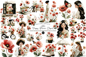 Poppy Flower Cottagecore Art, an Illustration by DreamCafeArt