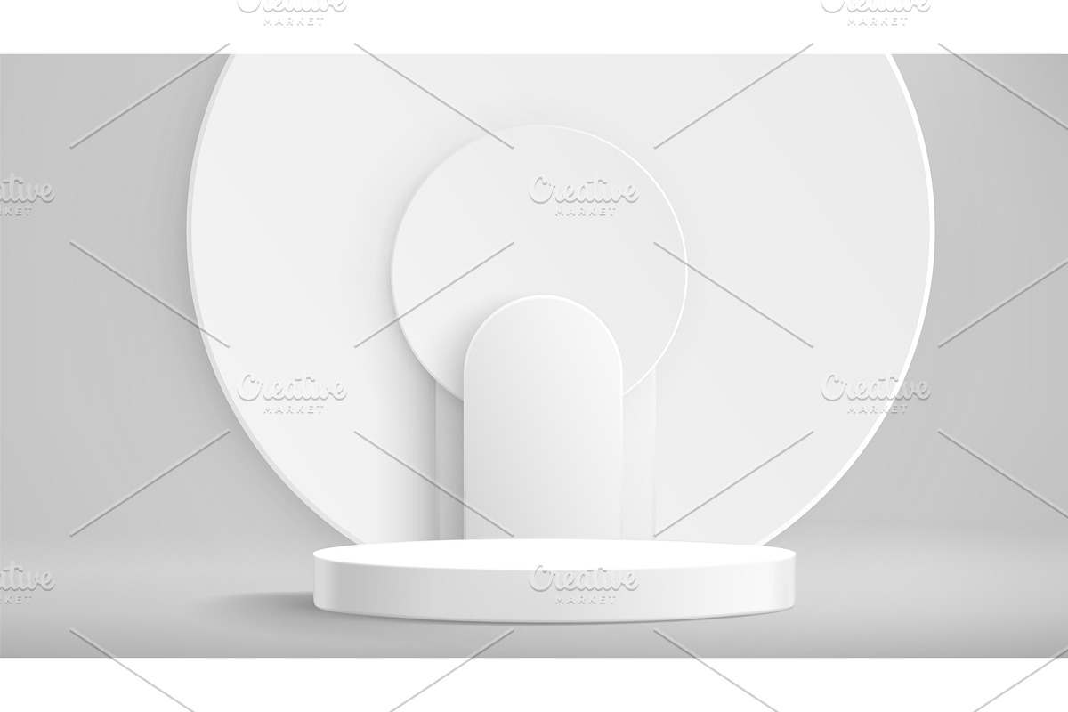 White cylindrical podium with arch, an Illustration by art PVP - market