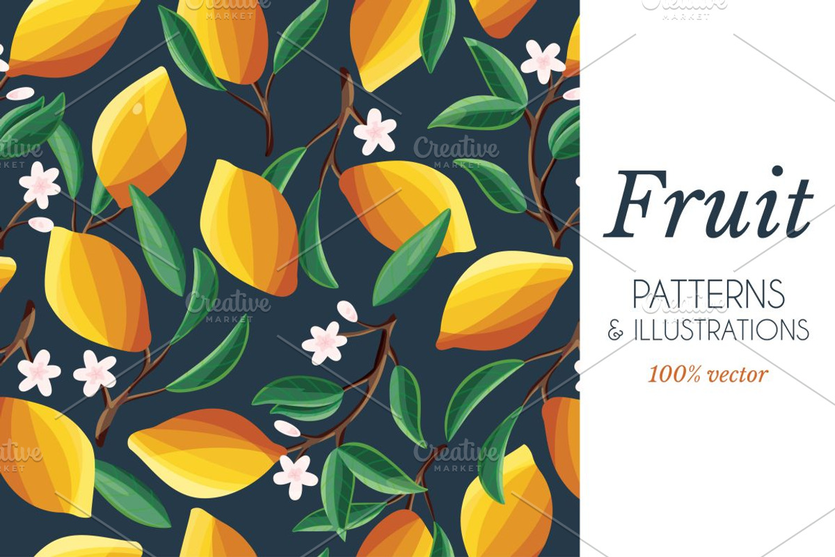 Fruit Patterns VECTOR, a Pattern Graphic by Blue Lela Design (Photo 1 of 6)