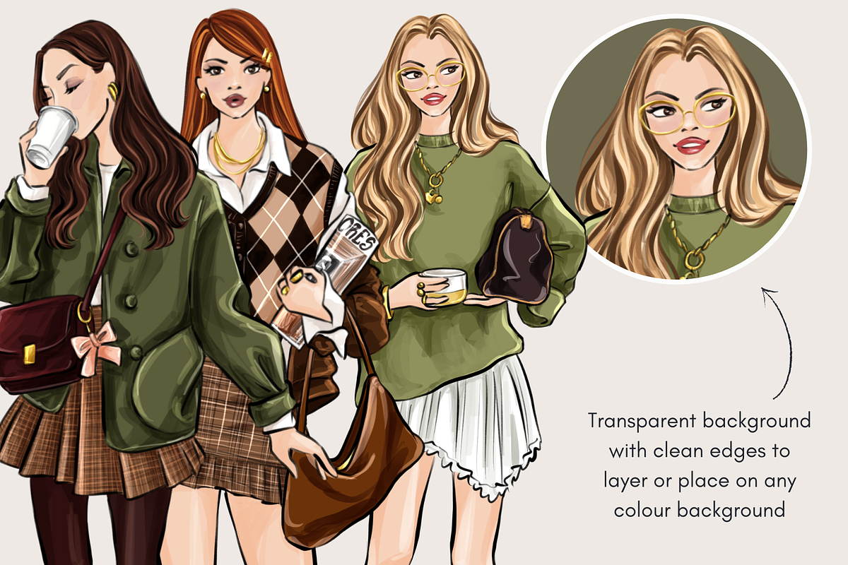 Autumn coffee girls clipart png, an Illustration by Parinaz Wadia Design (Photo 6 of 9)