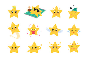 Adorable stars. Funny star emotions, an Illustration by LadadikArt