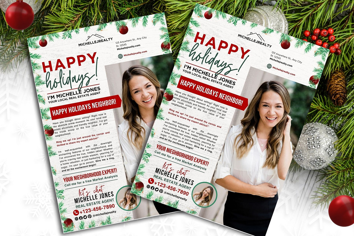 Real Estate Happy Holidays Flyer, a Flyer Template by CreativeVinesStore (Photo 2 of 5)