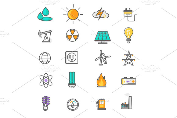 Energy And Resource Icon Set