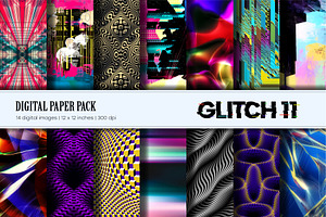 Glitch Psychedelic 11. Digital Paper, a Texture Illustration by KENO Mascots