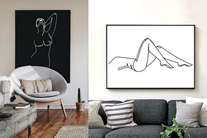 Female Figures Abstract Line Art