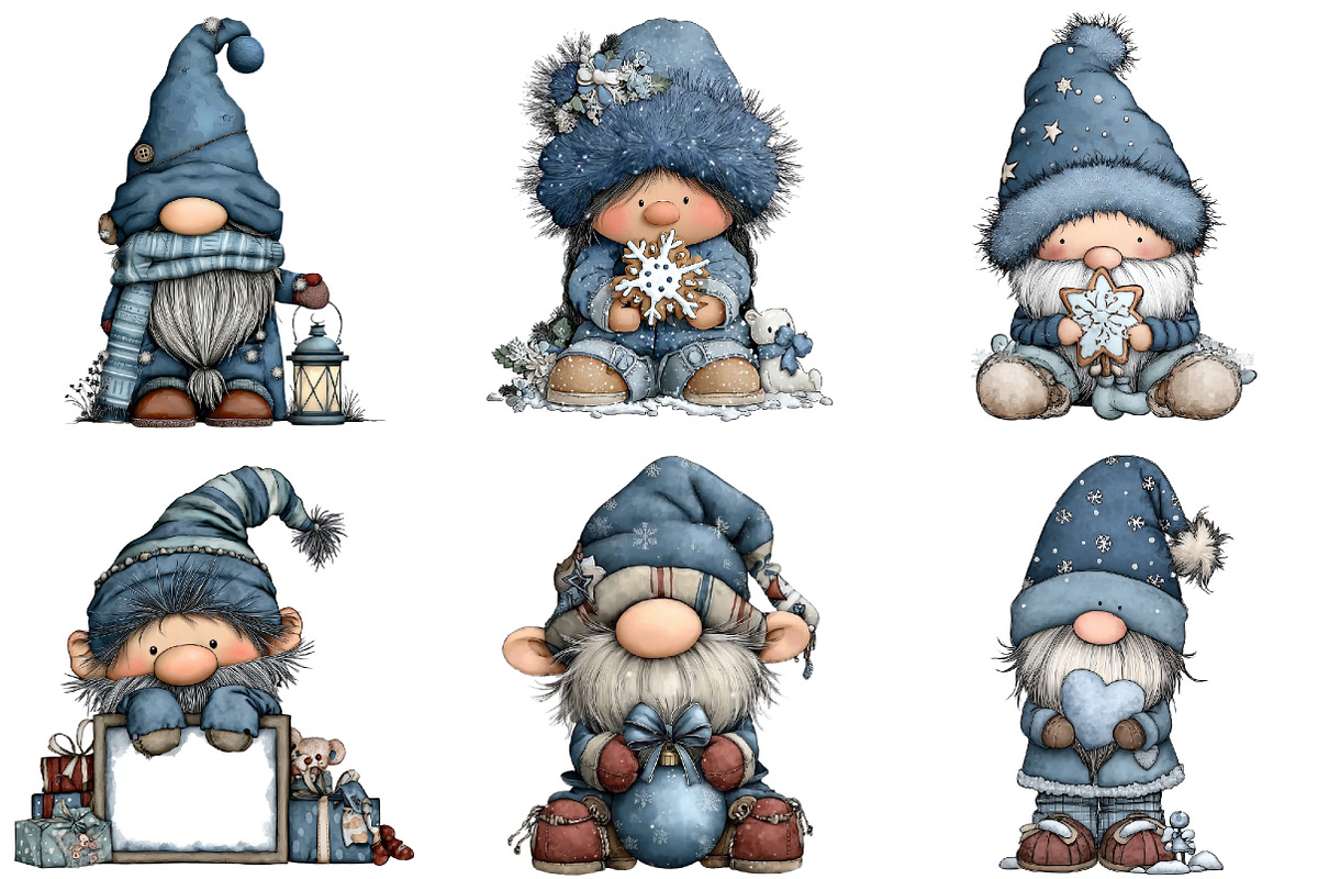 Adorable Blue Christmas Gnome, an Illustration by DreamArtGraphic (Photo 3 of 4)