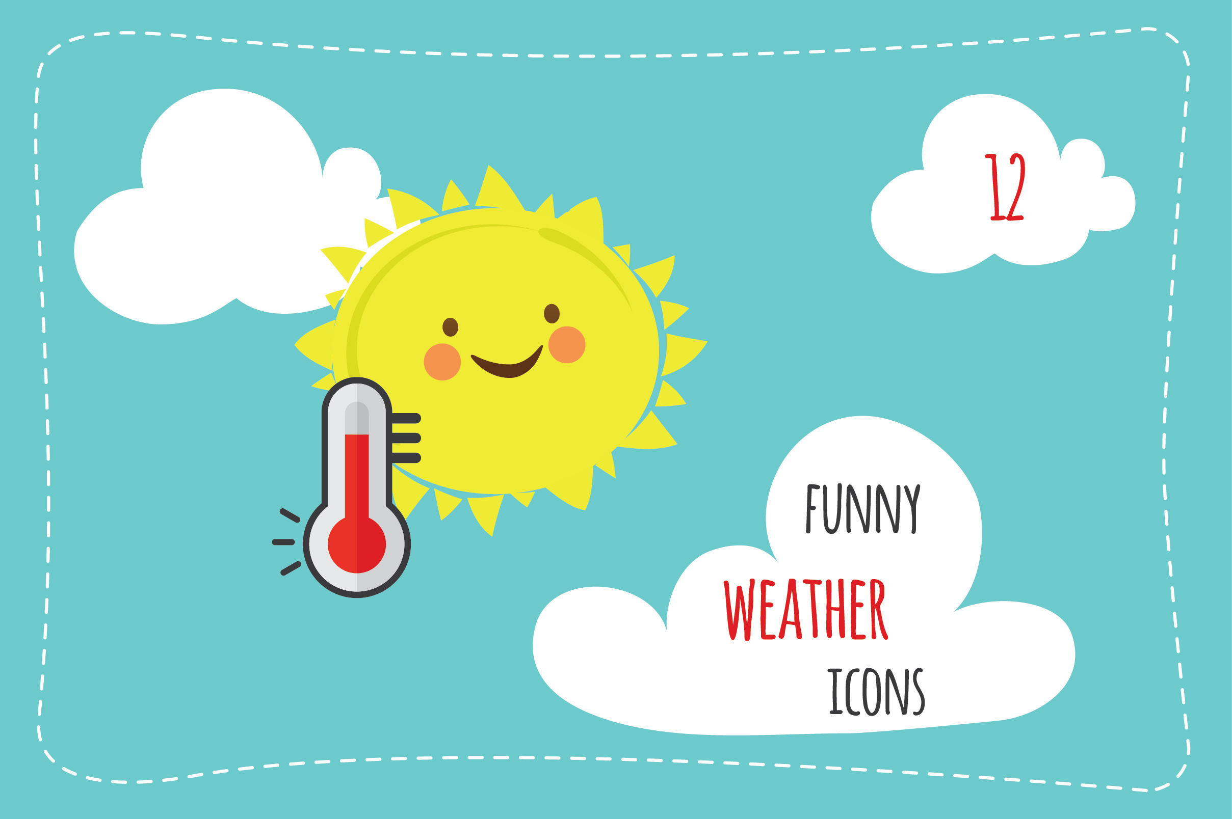 Funny weather icons Illustrations Creative Market