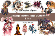 Vintage Retro Clipart Bundle 5 in 1, a Person Illustration by InkyQueenArt (Thumbnail 1 of 9)