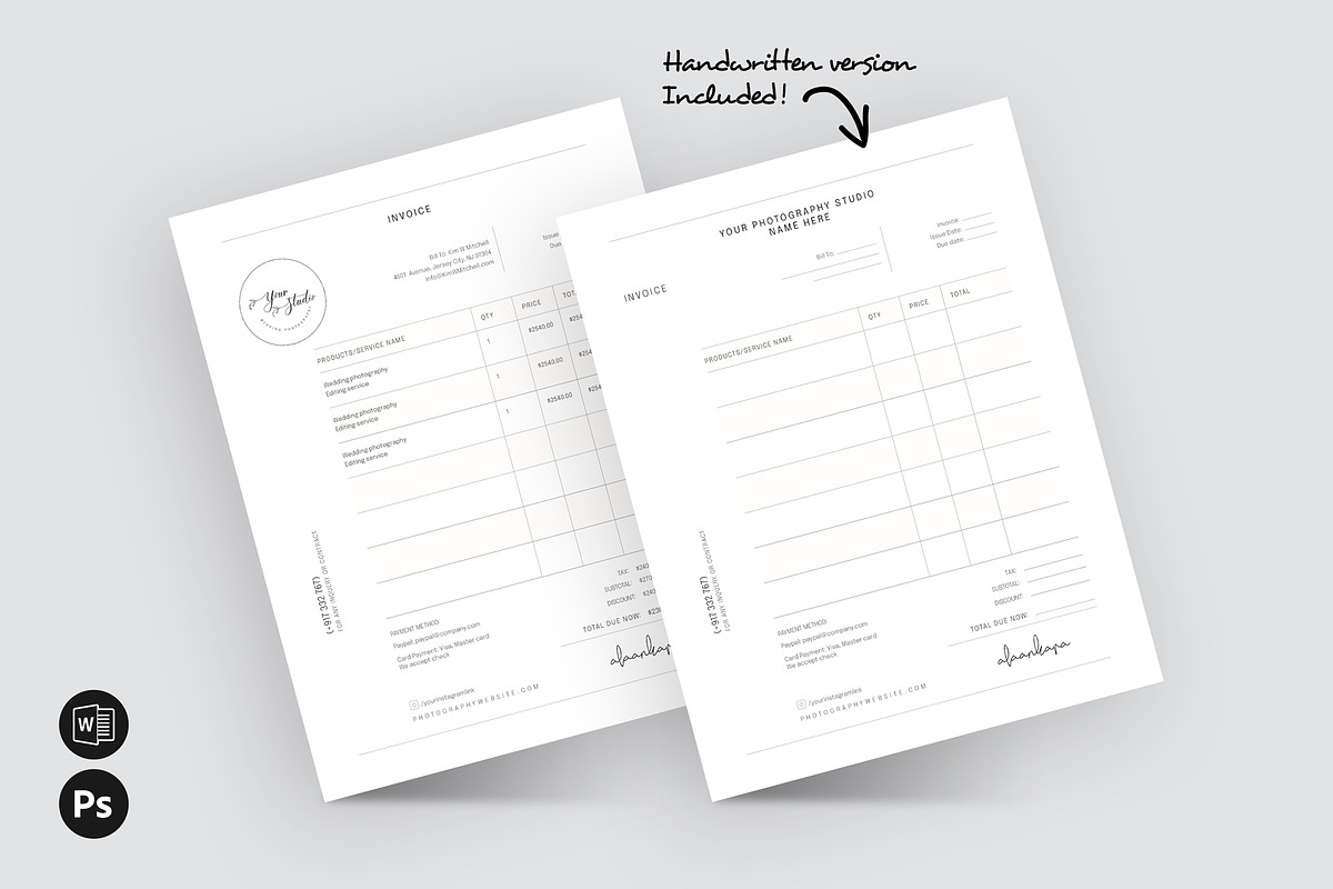 Printable Modern Invoice Template, a Stationery Template by Axpand (Photo 3 of 6)