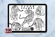 100 procreate tiger stamps, a Brush Add-On by Arts For Peace (Thumbnail 8 of 8)