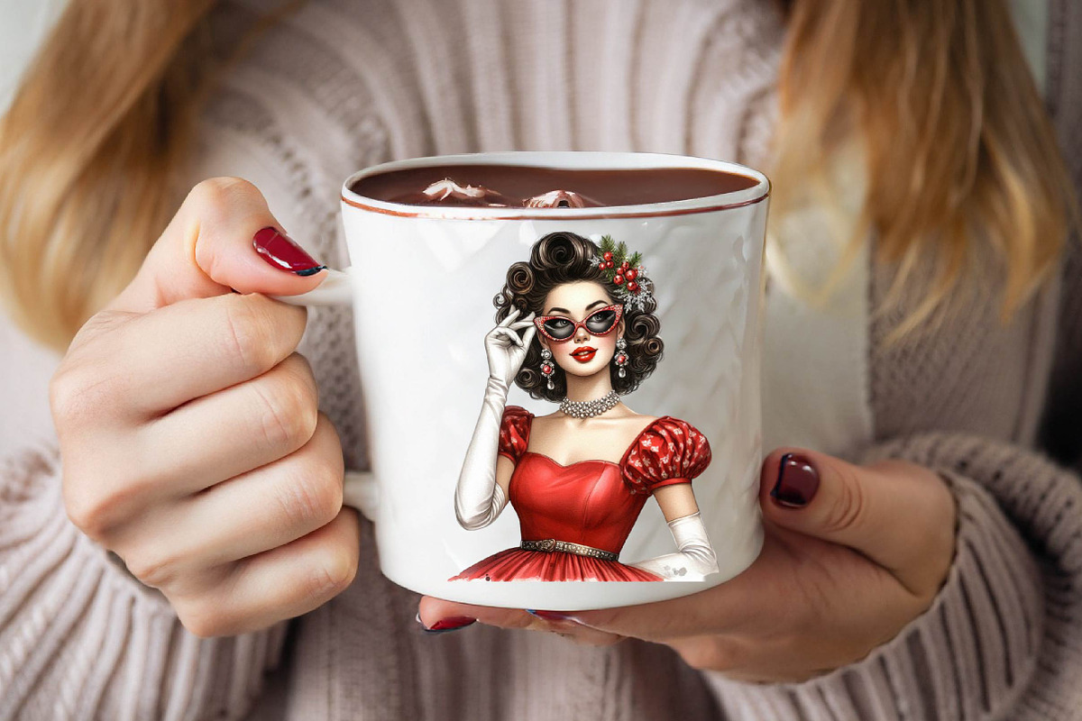 Christmas Fashion Girl Sublimation C, an Illustration by SVGArt (Photo 8 of 8)
