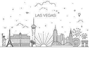 Las Vegas Skyline, USA, an Object Illustration by Tettygreen